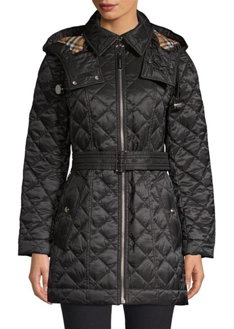 burgundy burberry long quilted zip-up jacket outfits bloggers|Burberry Coats and Jackets for Women .